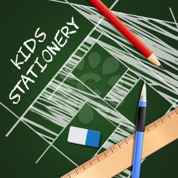 Kids Stationery Equipment Shows School Materials 3d Illustration