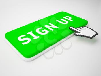 Sign Up Key Representing Membership Subscription 3d Rendering