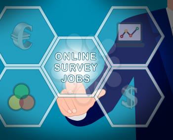 Online Surveys Jobs Icons Displays Internet Survey 3d Illustration