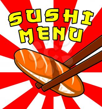 Sushi Menu Showing Japan Cuisine 3d Illustration