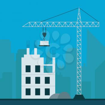 Apartment Construction Crane Meaning Building Condos 3d Illustration