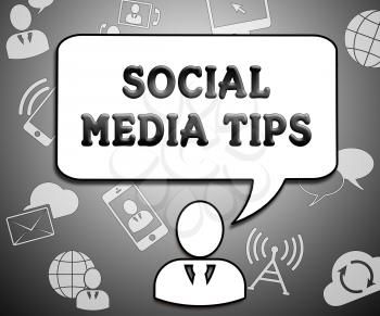 Social Media Tips Icons Means Networking Advice 3d Illustration