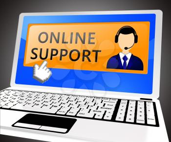 Online Support laptop Showing Assistance 3d Illustration