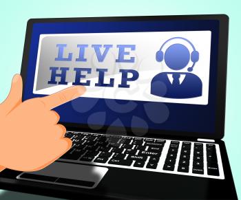 Live Help Laptop Shows Immediate Help 3d Illustration