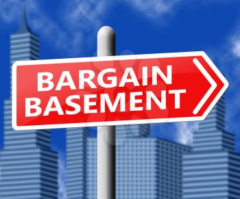 Bargain Basement Sign Showing Retail Reduction 3d Illustration