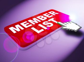 Member List Key Means Subscription Listing 3d Rendering