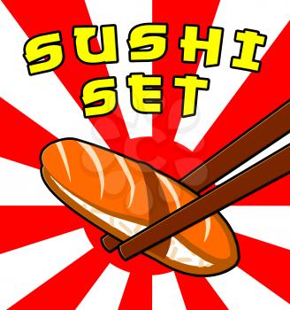 Sushi Set Meaning Raw Fish 3d Illustration