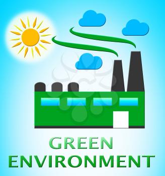 Green Environment Factory Represents Ecology 3d Illustration