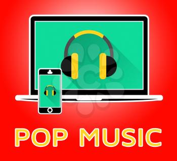 Pop Music Laptop Shows Popular Tracks 3d Illustration