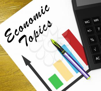Economic Topics Graph Meaning Economical Subjects 3d Illustration