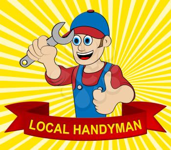 Local Handyman Man Displays Neighborhood Builder 3d Illustration