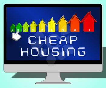 Cheap Housing Laptop Representing Real Estate 3d Illustration