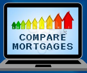 Compare Mortgages Laptop Representing Home Loan 3d Illustration