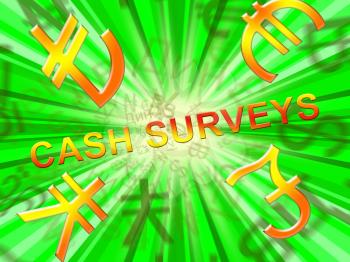 Cash Surveys Symbols Means Paid Survey 3d Illustration