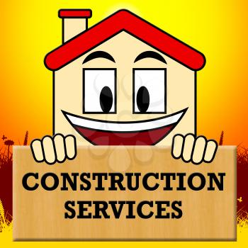 Construction Services Showing Building Work 3d Illustration