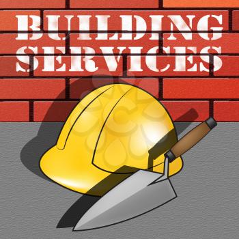 Building Services Builder Hat Represents Construction Work 3d Illustration