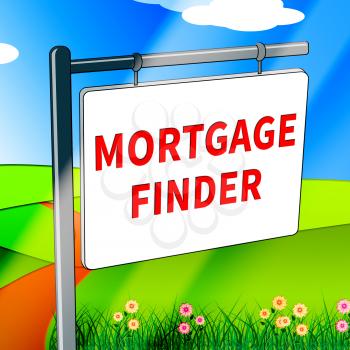 Mortgage Finder Representing Loan Search 3d Illustration