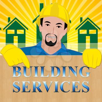 Building Services Showing Construction Work 3d Illustration