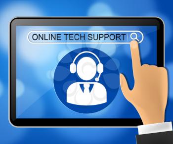 Online Tech Support Tablet Represents Help 3d Illustration