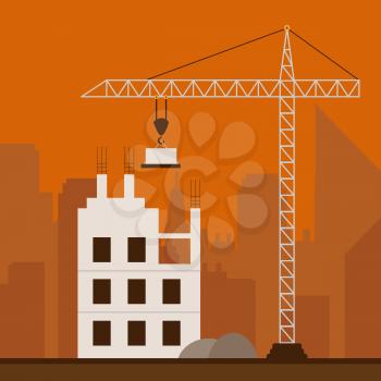 Apartment Construction Crane Means Building Condos 3d Illustration