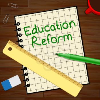 Education Reform Notebook Represents Changing Learning 3d Illustration