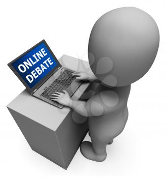 Online Debate Laptop Showing Internet Dialog 3d Rendering