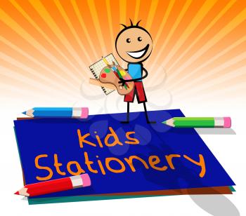 Kids Stationery Paper Displays School Materials 3d Illustration