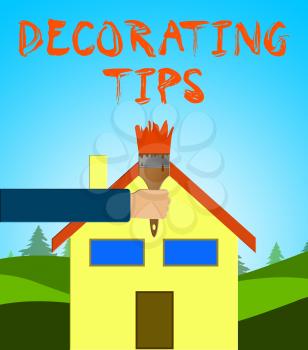 Decorating Tips Paintbrush Showing Decoration Advice 3d Illustration