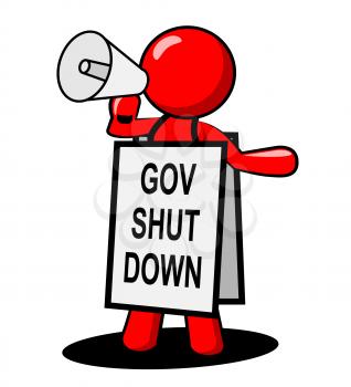 Government Shut Down Man Means United States Political Closure. President And Senators Cause Shutdown Across The Nation