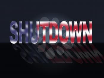 Usa Shutdown Word Political Government Shut Down Means National Furlough. Senate And President In Washington DC Create Closure