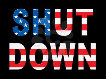 Usa Shutdown Words Political Government Shut Down Means National Furlough. Senate And President In Washington DC Create Closure