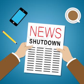Government Shut Down News Means United States Political Closure. President And Senators Cause Shutdown Across The Nation