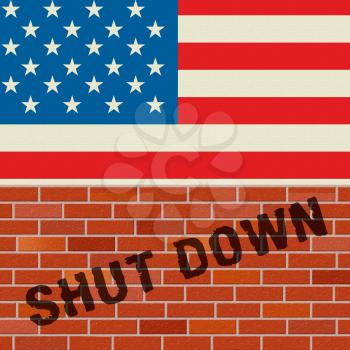 Usa Shutdown Wall Political Government Shut Down Means National Furlough. Senate And President In Washington DC Create Closure