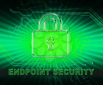 Endpoint Security Safe System Shows Safeguard Against Virtual Internet Threat - 2d Illustration