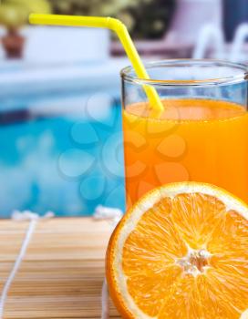 Orange Juice Fresh Showing Swimming Pool Beverage And Swimming Pool Beverage