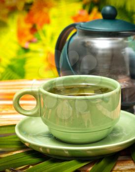Outdoor Green Tea Representing Cafe Restaurants And Drinks