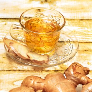 Refreshing Ginger Tea Representing Drinks Organics And Refreshed