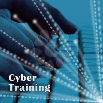 Cyber Training Virtual Web Class 3d Illustration Shows Online Learning Webinars Or Mentorship