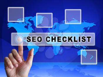 Seo Checklist Web Site Report 3d Illustration Shows Search Engine Optimization Blueprint Plan And Process