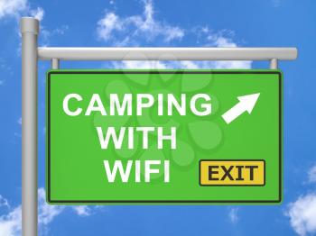 Wifi Camping Internet Access Outside 3d Illustration Means Tourist Travel Campsite Hotspot And Vacation Campground Signal