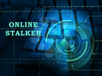 Online Stalker Evil Faceless Bully 3d Illustration Shows Cyberattack or Cyberbullying By A Suspicious Spying Stranger