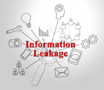 Information Leakage Unprotected Digital Flow 2d Illustration Shows Loss Of Data From Leaky Resources Or Mainframe Malfunction