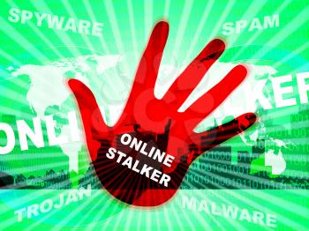 Online Stalker Evil Faceless Bully 2d Illustration Shows Cyberattack or Cyberbullying By A Suspicious Spying Stranger
