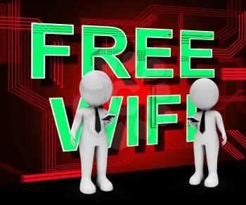 Free Wifi Logo Surfing Hotspot 3d Rendering Shows Public Online Services Wireless Access For Cyber Communication And Surfing