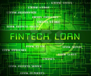 Fintech Loan P2p Finance Credit 2d Illustration Shows Online Money Microcredit Or Lending Virtual Transactions