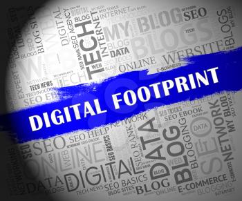 Digital Footprint Website Cyber Track 2d Illustration Shows Evidence Of Online Websites Visited Or Virtual Trail