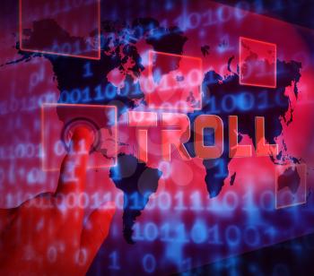 Online Troll Rude Sarcastic Threat 3d Illustration Shows Cyberspace Bully Tactics By Trolling Cyber Predators