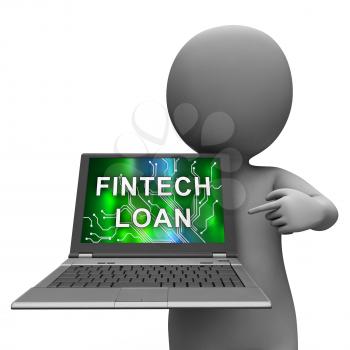 Fintech Loan P2p Finance Credit 3d Rendering Shows Online Money Microcredit Or Lending Virtual Transactions
