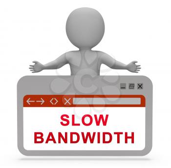 Slow Bandwidth Broadband Network Throttle 3d Rendering Means Snail Speed Internet Communication Or Wifi Network