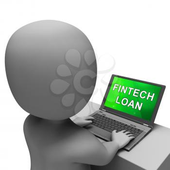 Fintech Loan P2p Finance Credit 3d Rendering Shows Online Money Microcredit Or Lending Virtual Transactions